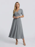 V Neck Midi Dress | Wrap Bodice Design-Women Dress-Eltrendio