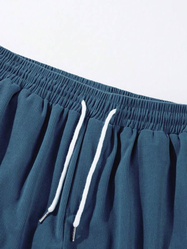 Ridgeway | Men’s Drawstring Ribbed Shorts | Side Pockets Casual Wear-Men Shorts-Eltrendio