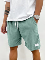 Ridgeway | Men’s Drawstring Ribbed Shorts | Side Pockets Casual Wear-Men Shorts-Eltrendio
