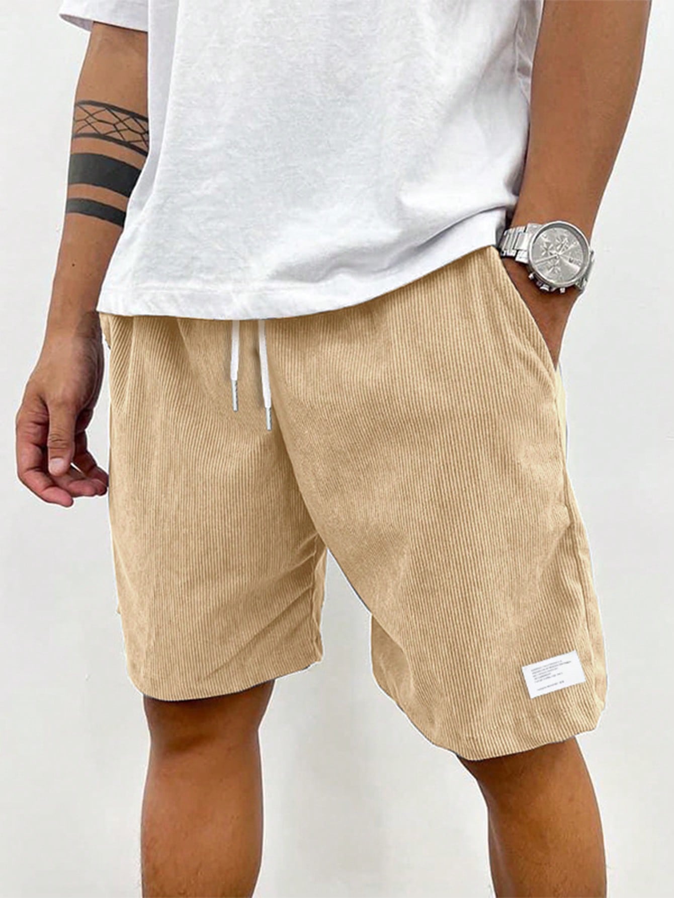 Ridgeway | Men’s Drawstring Ribbed Shorts | Side Pockets Casual Wear-Men Shorts-Eltrendio