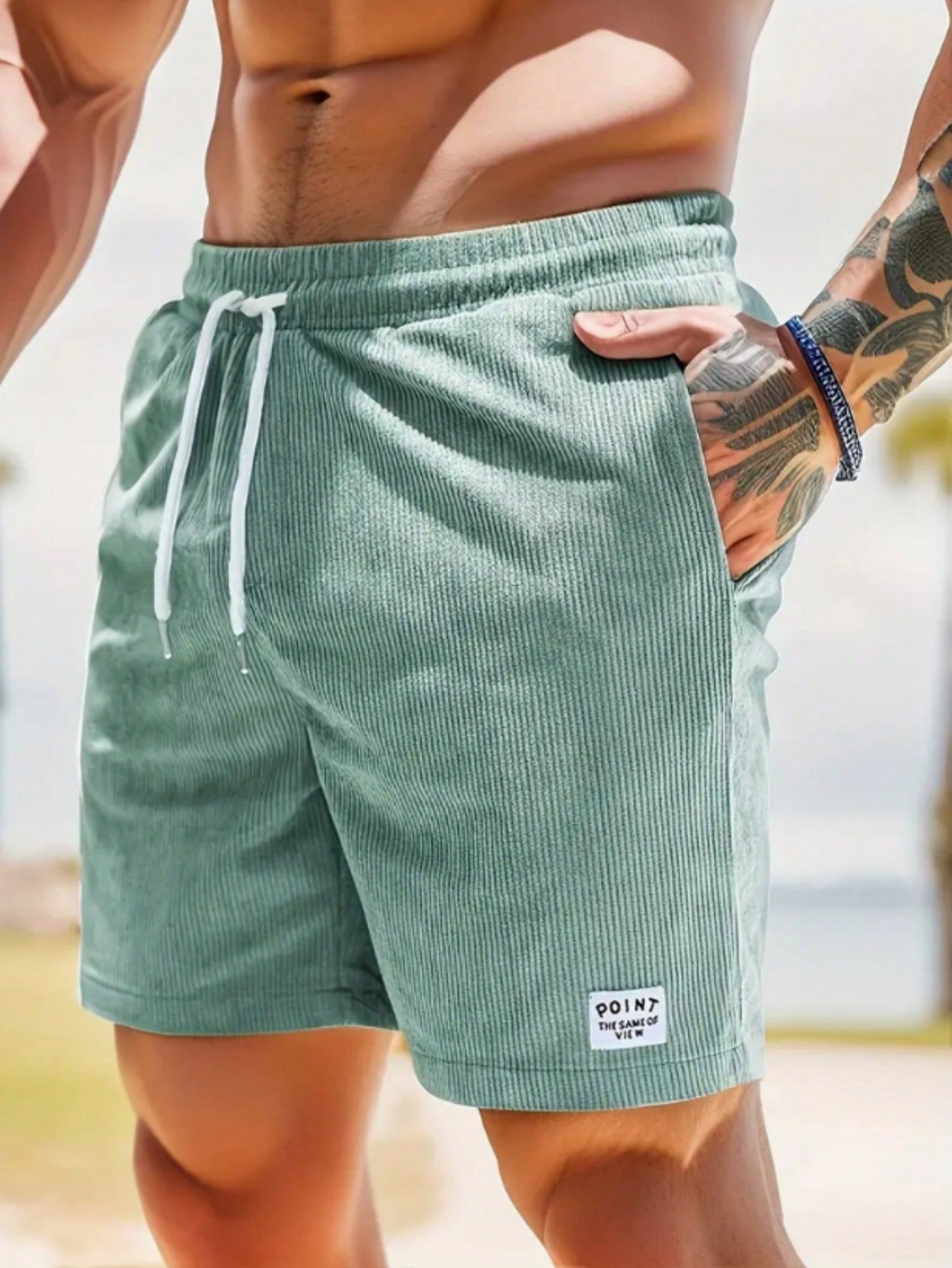 Ridgeway | Men’s Drawstring Ribbed Shorts | Side Pockets Casual Wear-Men Shorts-Eltrendio