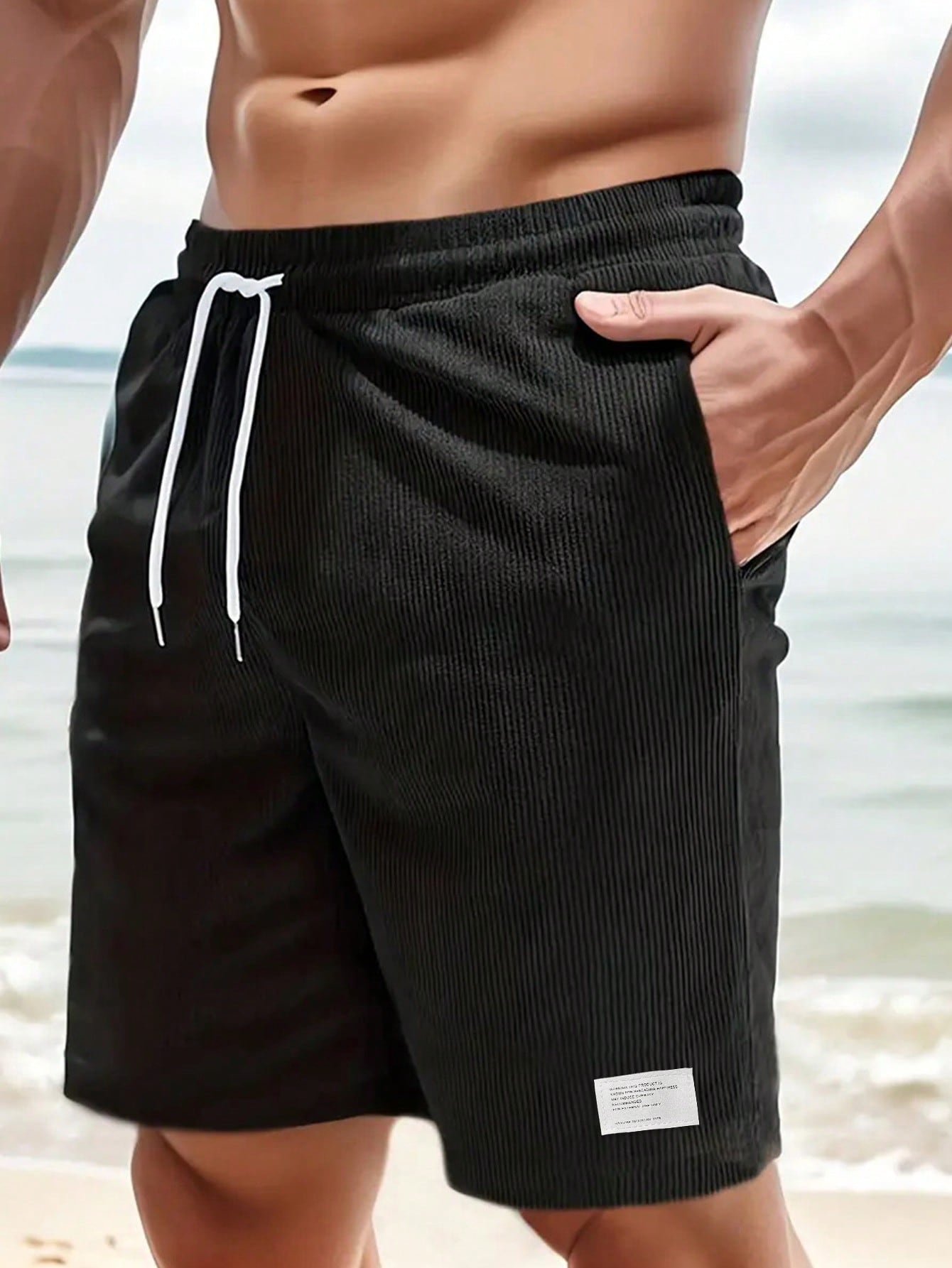 Ridgeway | Men’s Drawstring Ribbed Shorts | Side Pockets Casual Wear-Men Shorts-Eltrendio