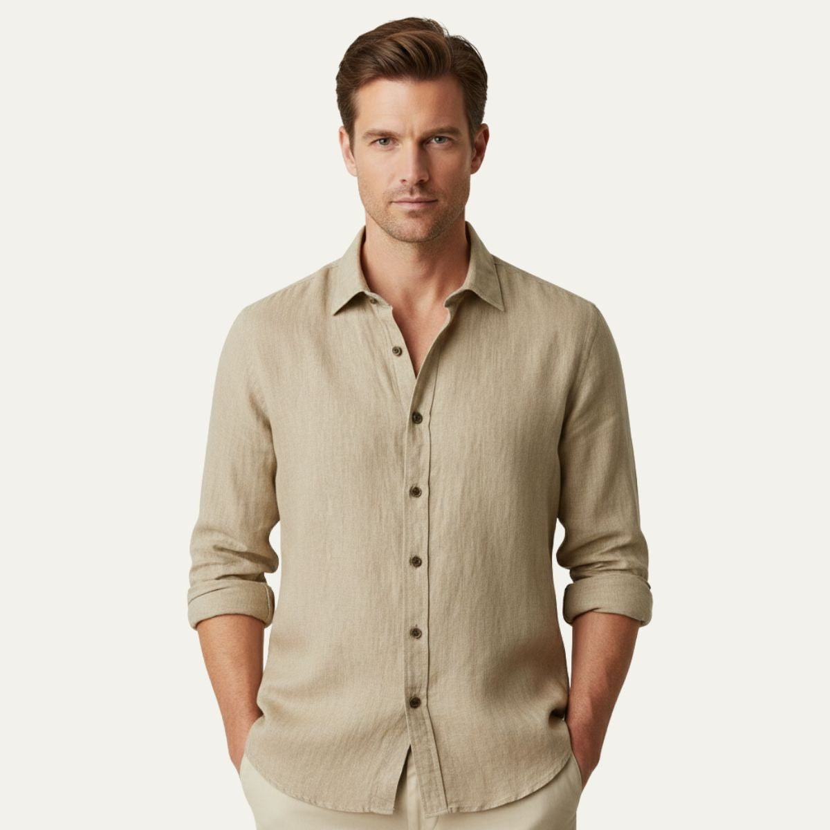 Ashford | Men’s Button Front Casual Shirt | Turn Down Collar Long Sleeves Daily Wear-Men Shirt-Eltrendio