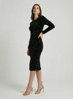 Women Sequin Midi Dress | Long Sleeve Bodycon Design-Women Dress-Eltrendio