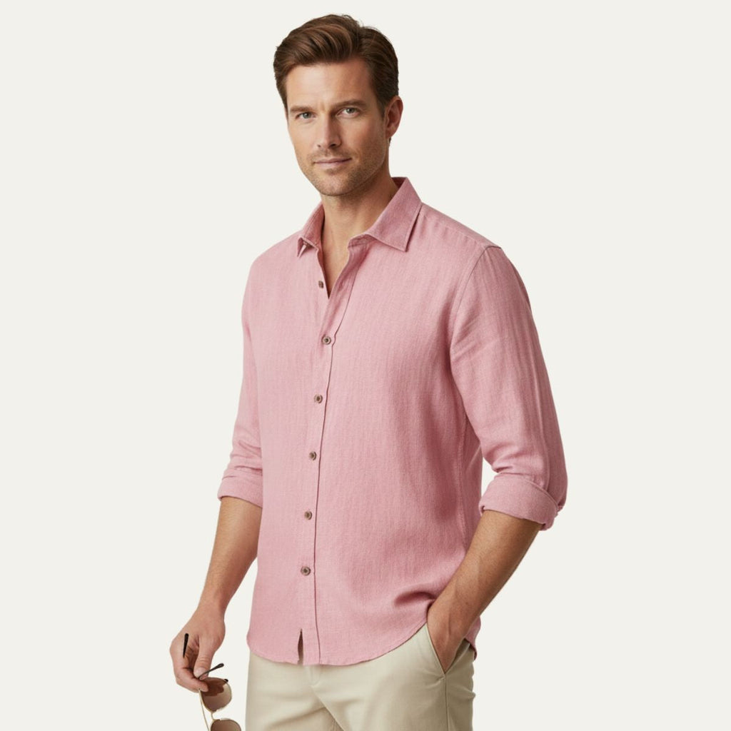 Ashford | Men’s Button Front Casual Shirt | Turn Down Collar Long Sleeves Daily Wear-Men Shirt-Eltrendio