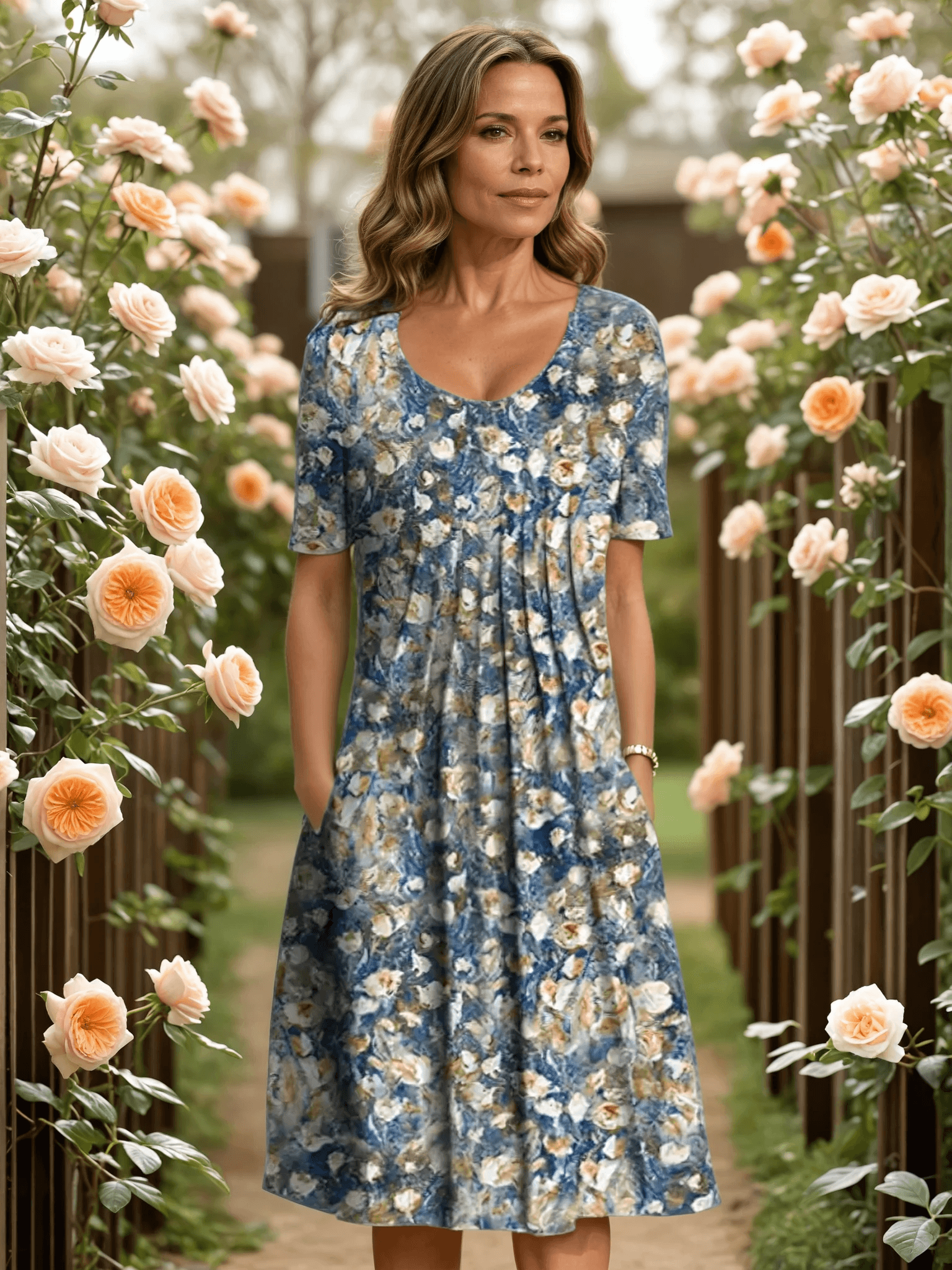 Women Dress | Summer Floral Midi Dress-Women Dress-Eltrendio