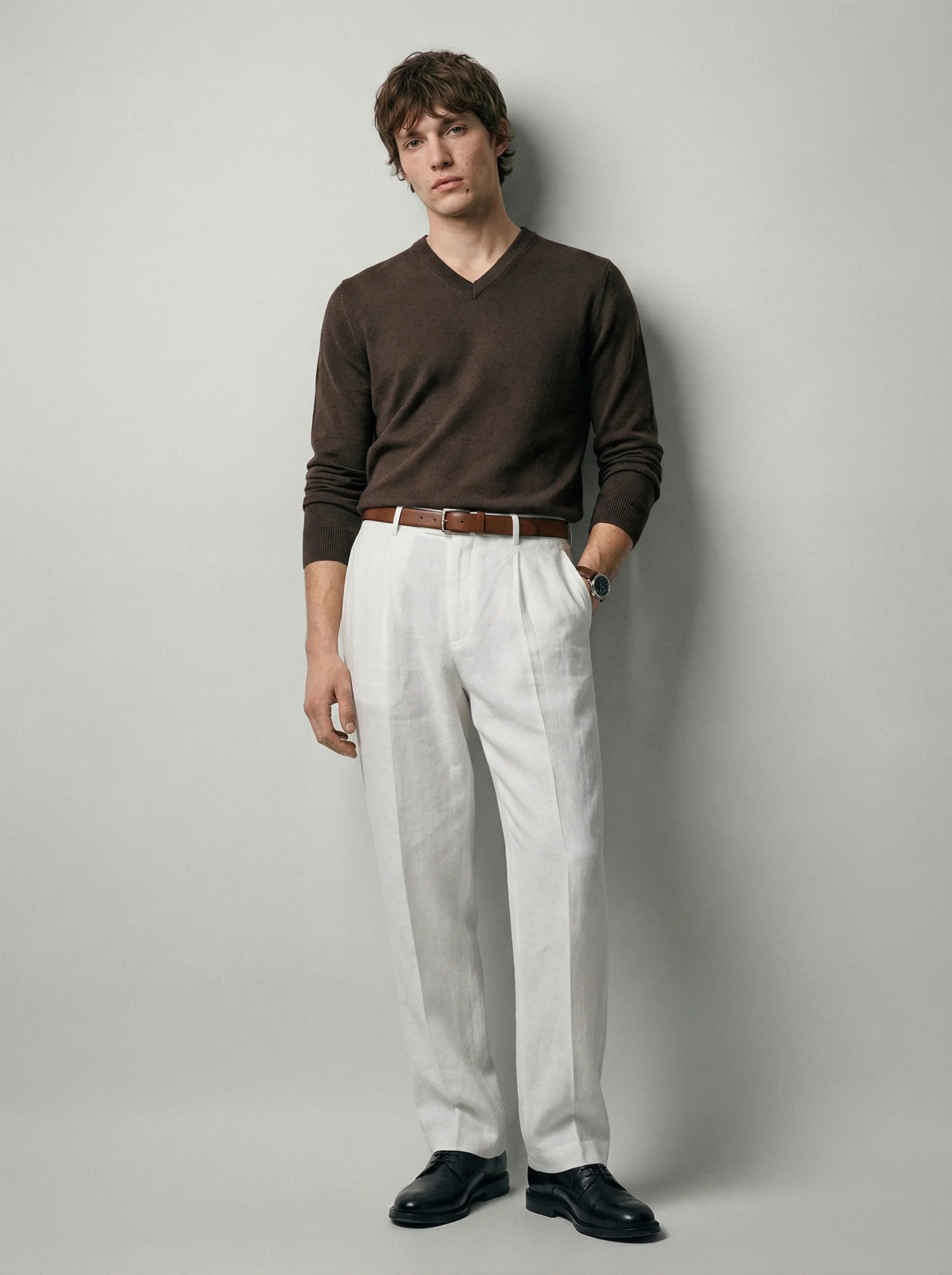 Men Pleated Trousers | Tailored Fit Smart Office Style-Men Trousers-Eltrendio