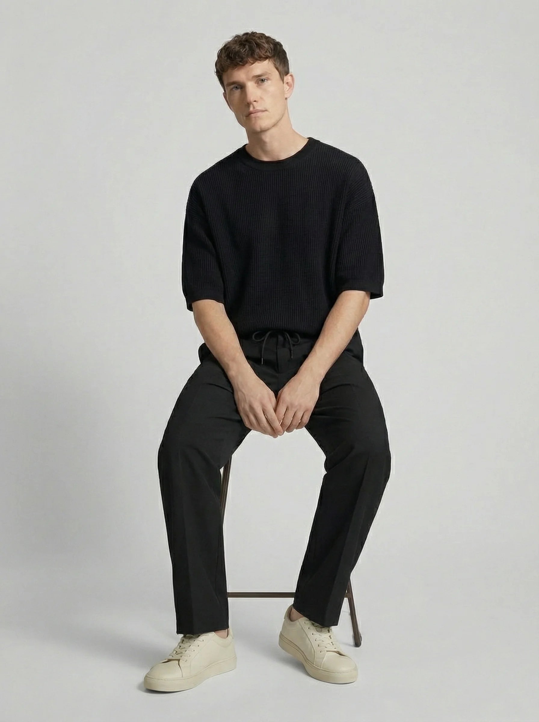 Men Wide Leg Trousers | Drawstring Waist Loose Summer Style-Men Trousers-Eltrendio