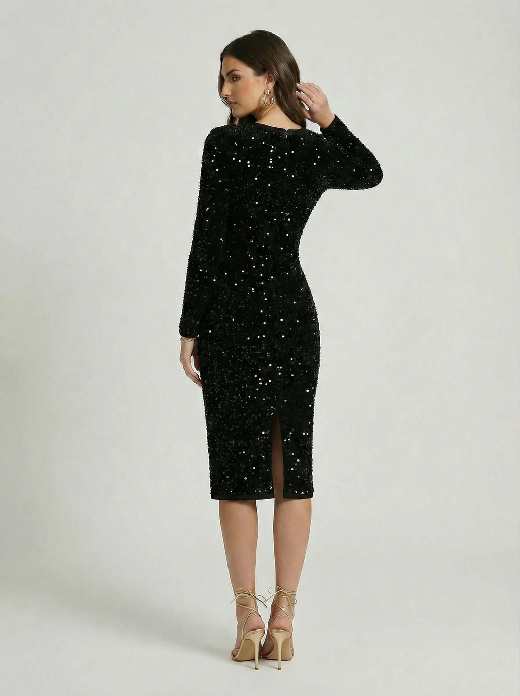Women Sequin Midi Dress | Long Sleeve Bodycon Design-Women Dress-Eltrendio