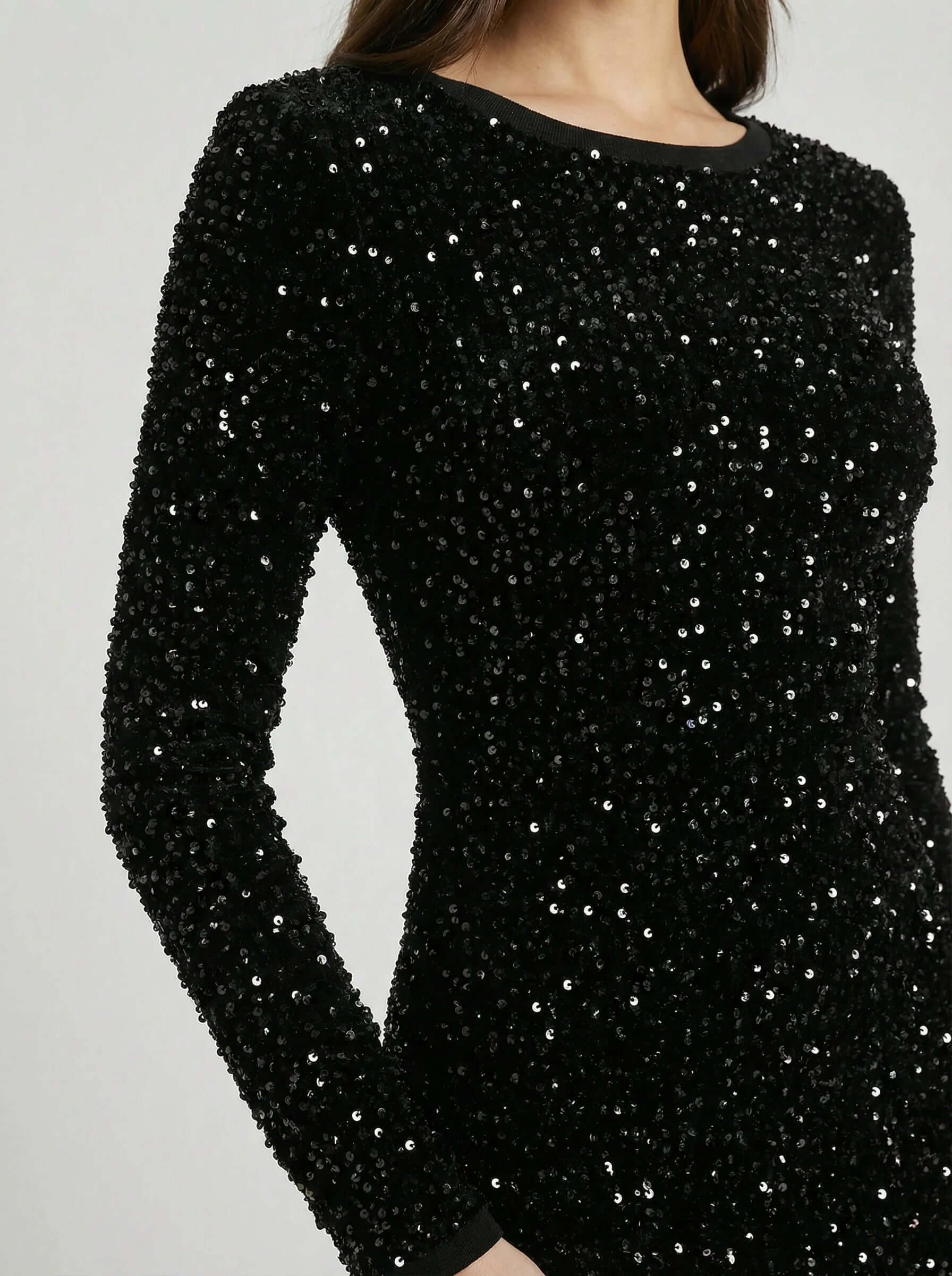 Women Sequin Midi Dress | Long Sleeve Bodycon Design-Women Dress-Eltrendio