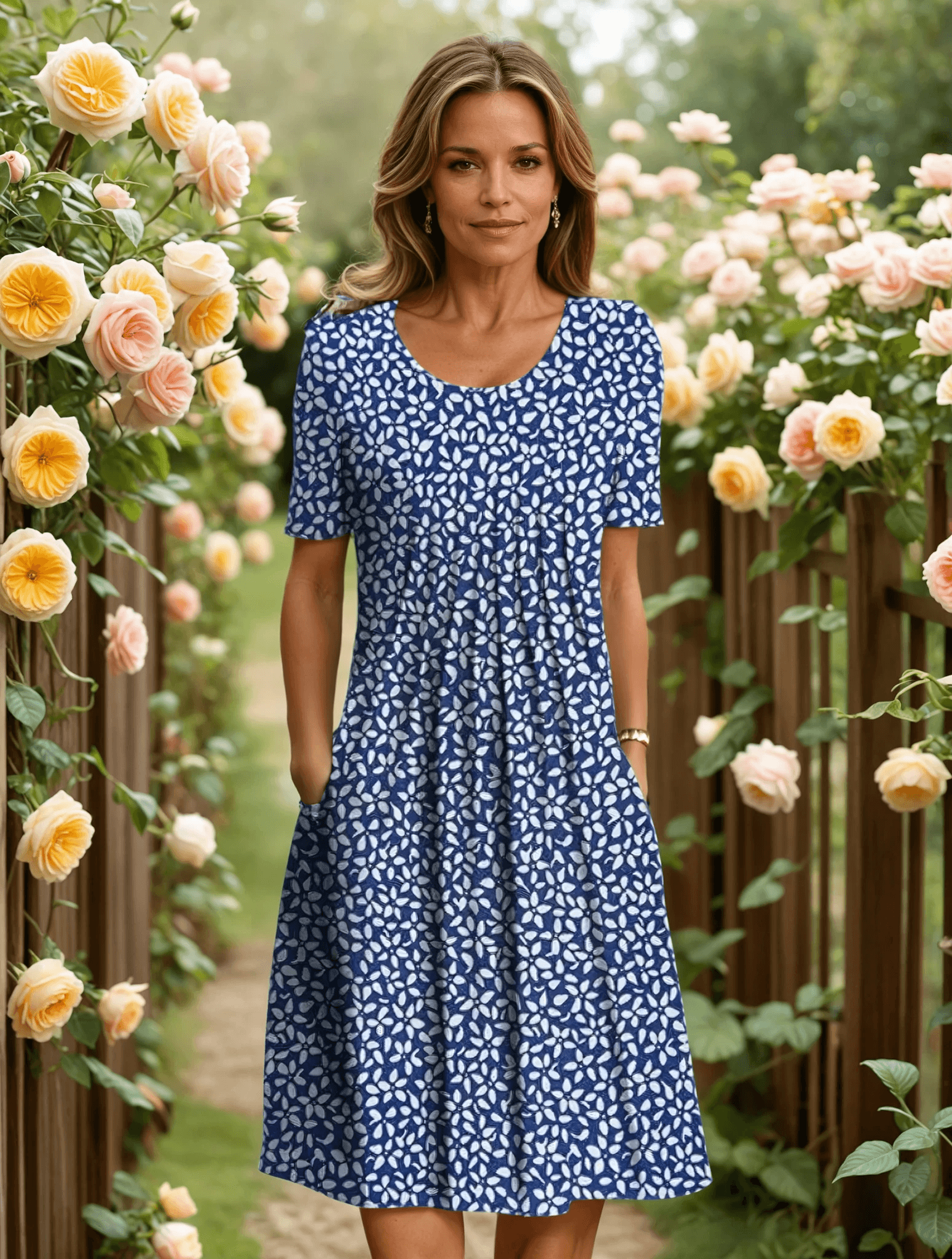 Women Dress | Summer Floral Midi Dress-Women Dress-Eltrendio