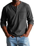 John | Men’s Long Sleeve Henley Shirt | Button Down Pocket Detail Daily Wear-Men Shirt-Eltrendio