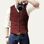 Harrington | Men’s Button Front Waistcoat | V Neck Pocket Detail Formal Wear-Men Vest-Eltrendio