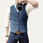 Harrington | Men’s Button Front Waistcoat | V Neck Pocket Detail Formal Wear-Men Vest-Eltrendio