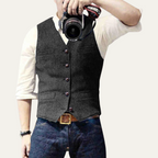 Harrington | Men’s Button Front Waistcoat | V Neck Pocket Detail Formal Wear-Men Vest-Eltrendio