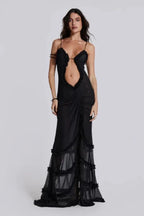 Abigail | Women’s Printed Maxi Dress | Cut Out Spaghetti Strap Holiday Wear-Women Dress-Eltrendio