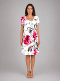 Adeline | Women’s Knee Length Dress | Layered Ruffle Flutter Sleeve-Women Dress-Eltrendio
