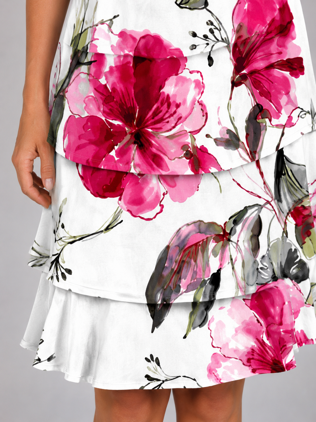 Adeline | Women’s Knee Length Dress | Layered Ruffle Flutter Sleeve-Women Dress-Eltrendio