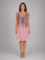 Adeline | Women’s Knee Length Dress | Layered Ruffle Flutter Sleeve-Women Dress-Eltrendio
