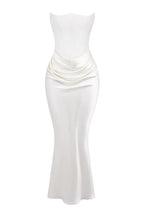 Amelia | Women’s Strapless Maxi Dress | Draped Detail Panel Bodice Evening Dress-Women Dress-Eltrendio