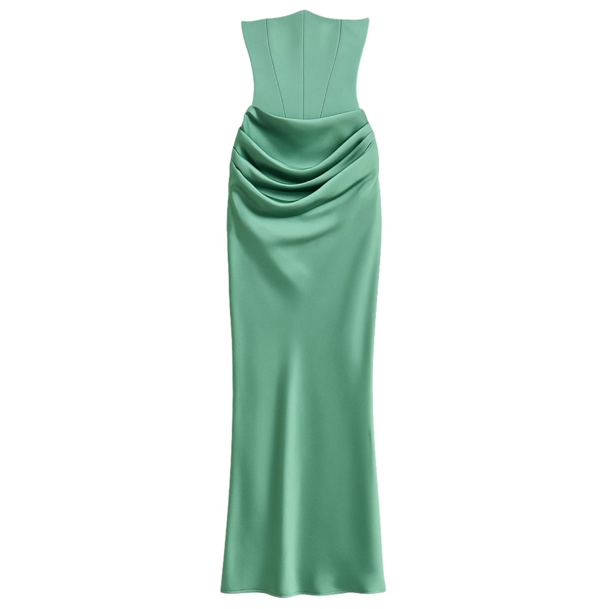 Amelia | Women’s Strapless Maxi Dress | Draped Detail Panel Bodice Evening Dress-Women Dress-Eltrendio