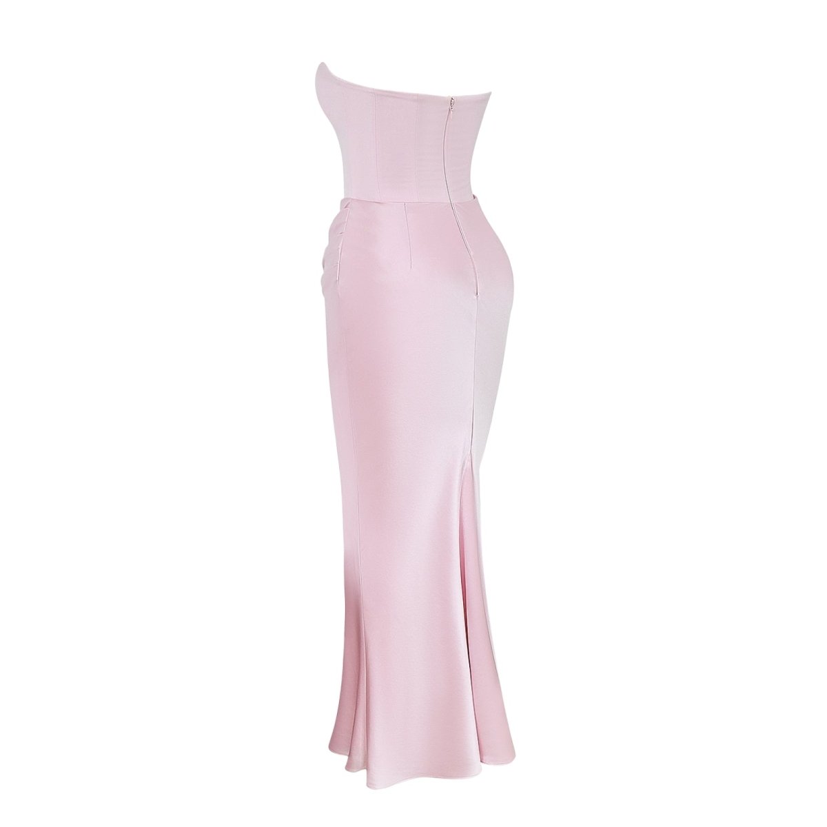 Amelia | Women’s Strapless Maxi Dress | Draped Detail Panel Bodice Evening Dress-Women Dress-Eltrendio