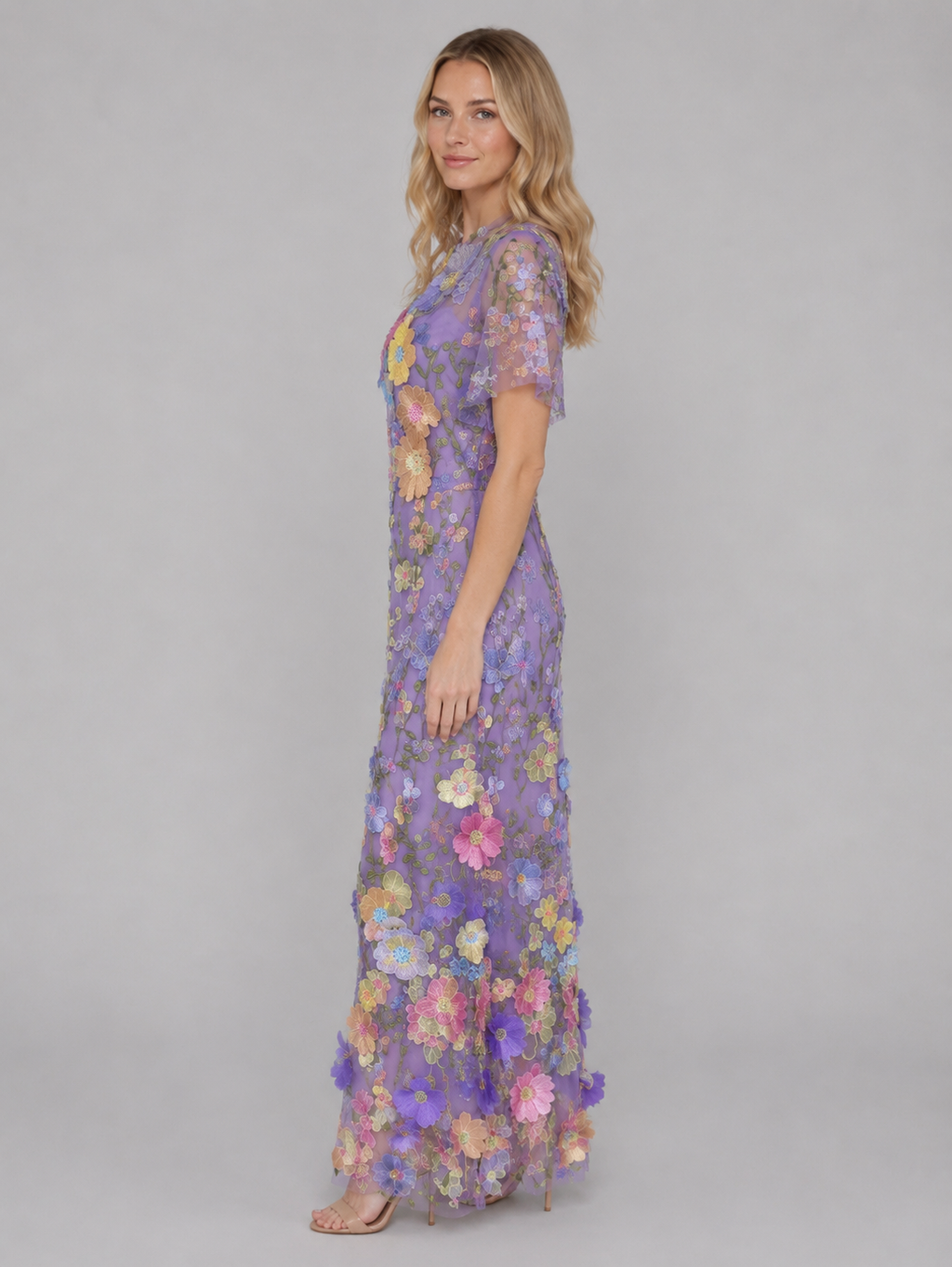 Amelie | Women’s Maxi Dress | Floral Appliqué Wedding Guest-Women Dress-Eltrendio
