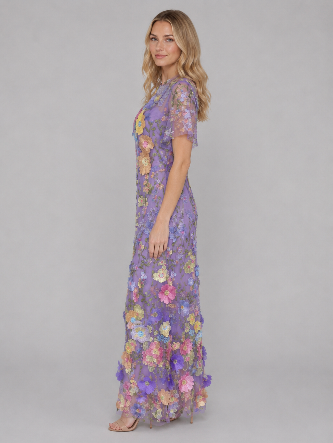 Amelie | Women’s Maxi Dress | Floral Appliqué Wedding Guest-Women Dress-Eltrendio