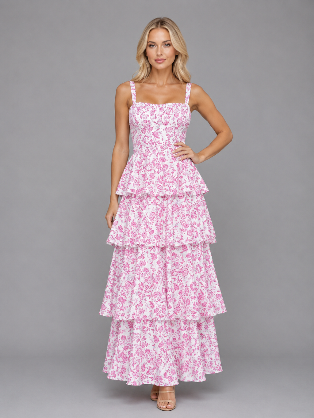 Annabelle | Women’s Maxi Dress | Tiered Floral Wedding Guest-Women Dress-Eltrendio