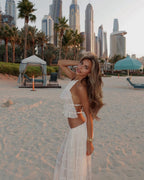 Arabella | Women’s Two Piece Outfit Set | Halter Crop Top Wedding Wear-Women Outfit Set-Eltrendio
