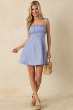 Aria | Women’s Mini Dress | Tie Strap Shirred Sundress-Women Dress-Eltrendio