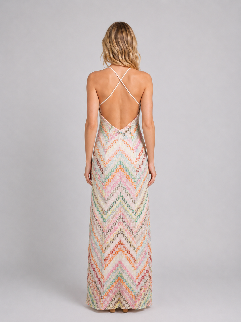 Ariella | Women’s Maxi Dress | Chevron Print Strappy Holiday-Women Dress-Eltrendio