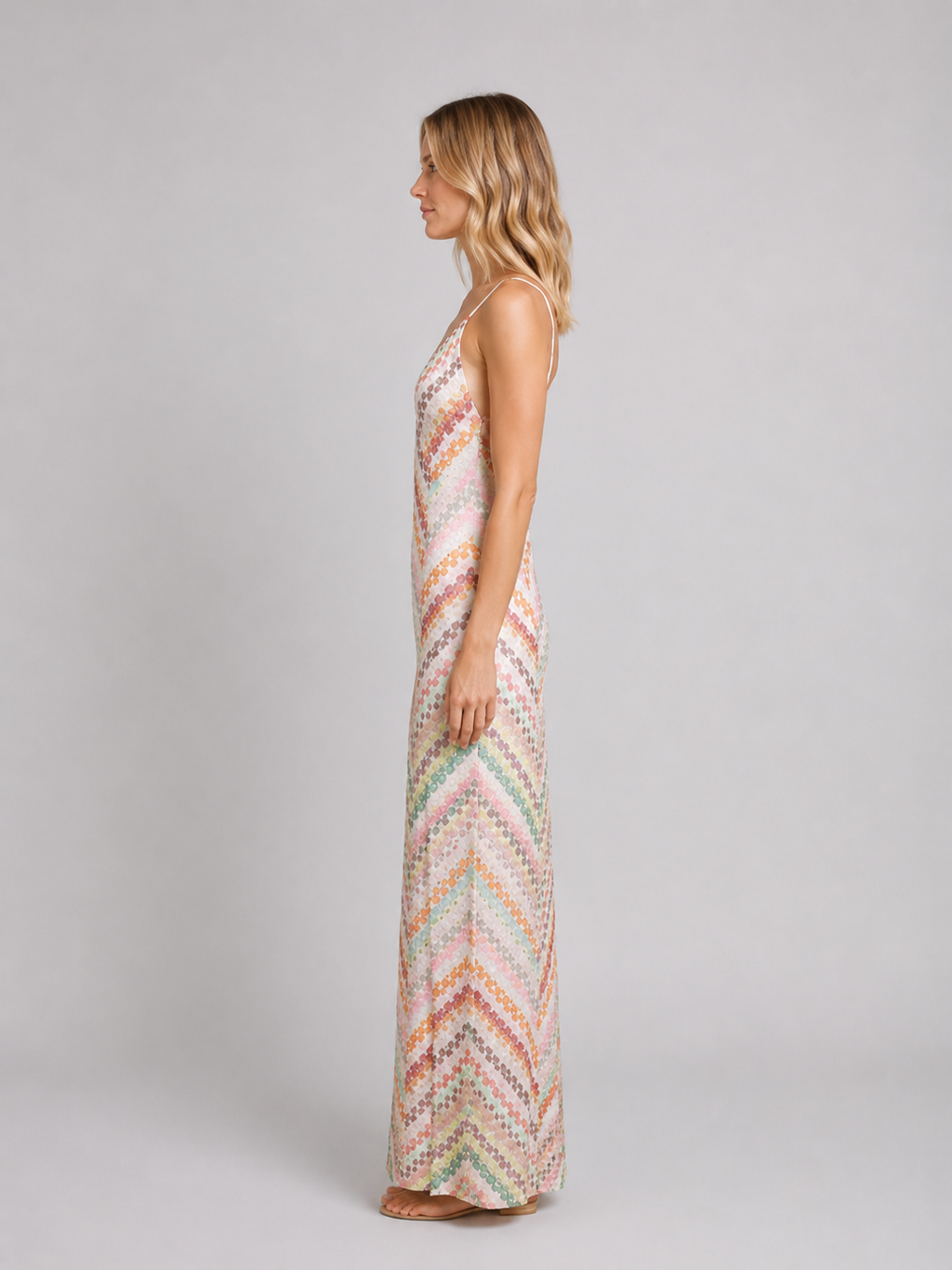 Ariella | Women’s Maxi Dress | Chevron Print Strappy Holiday-Women Dress-Eltrendio
