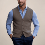 Arthur | Men’s Button Front Vest | V Neck Wedding Waistcoat-Men Vest-Eltrendio