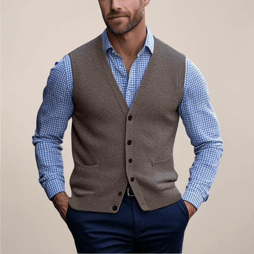 Arthur | Men’s Button Front Vest | V Neck Wedding Waistcoat-Men Vest-Eltrendio