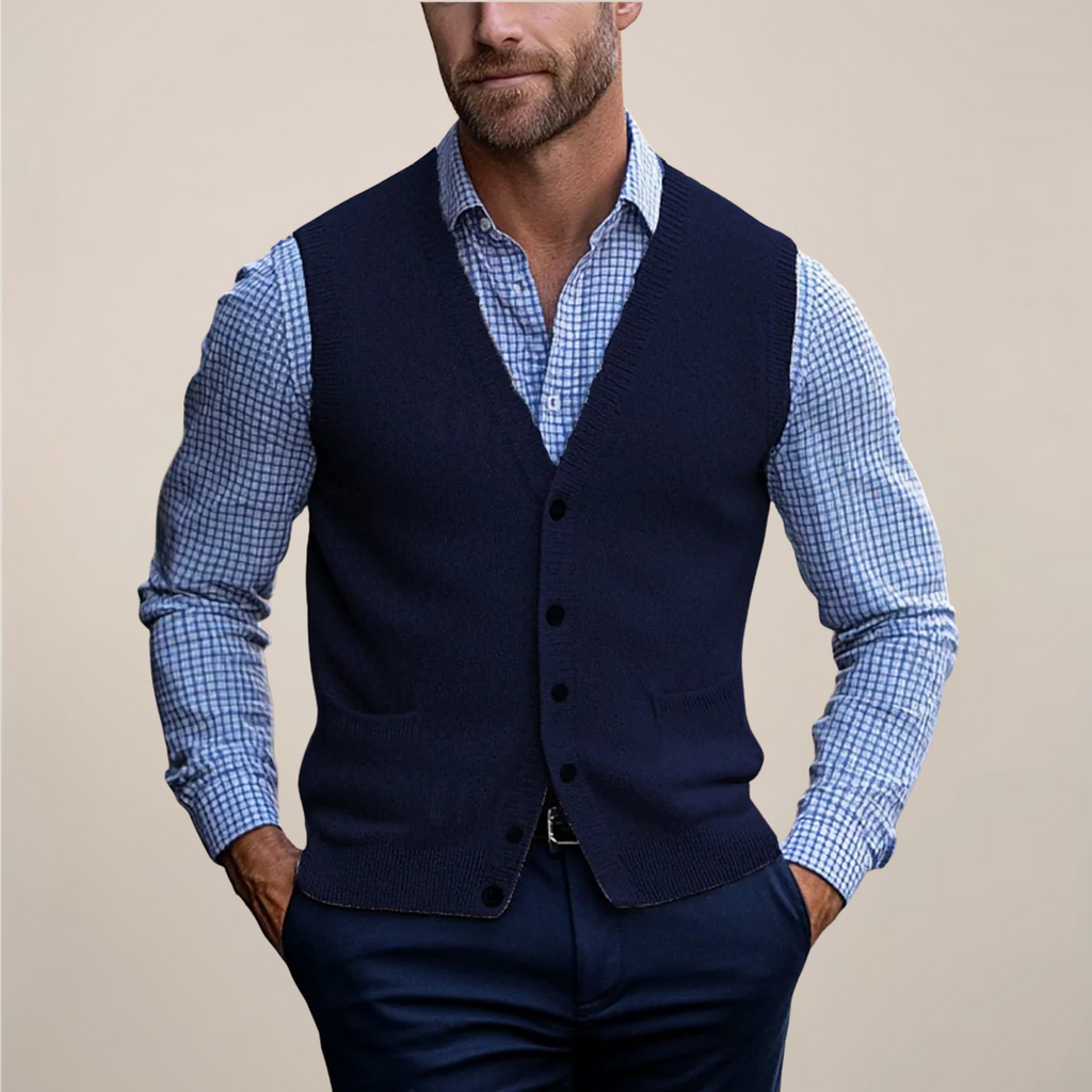 Arthur | Men’s Button Front Vest | V Neck Wedding Waistcoat-Men Vest-Eltrendio