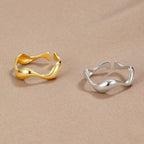 Aurelia | Women’s Open Band Ring | Wave Shape Gold Tone Everyday Jewellery-Ring-Eltrendio