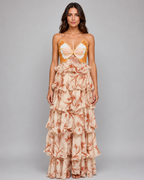 Aurora | Women’s Maxi Dress | Tiered Ruffle Floral Print-Women Dress-Eltrendio