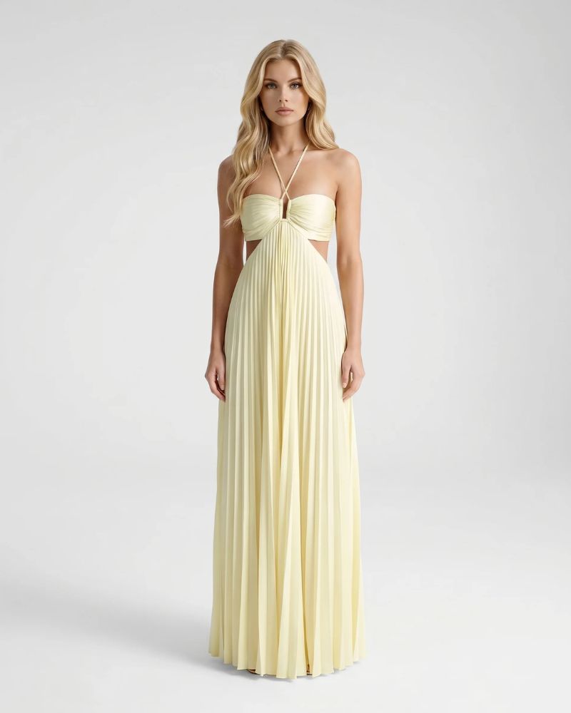 Aurora | Women’s Pleated Maxi Dress | Strapless Cut Out-Women Dress-Eltrendio