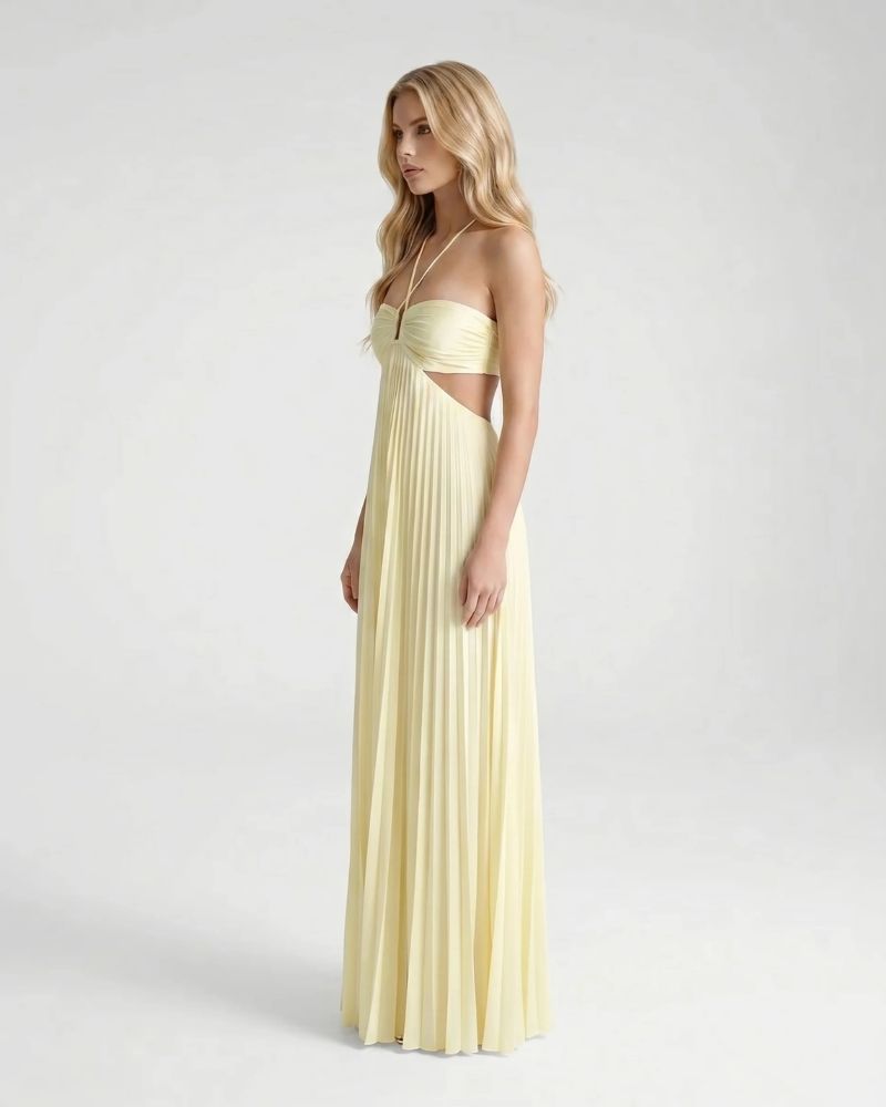 Aurora | Women’s Pleated Maxi Dress | Strapless Cut Out-Women Dress-Eltrendio
