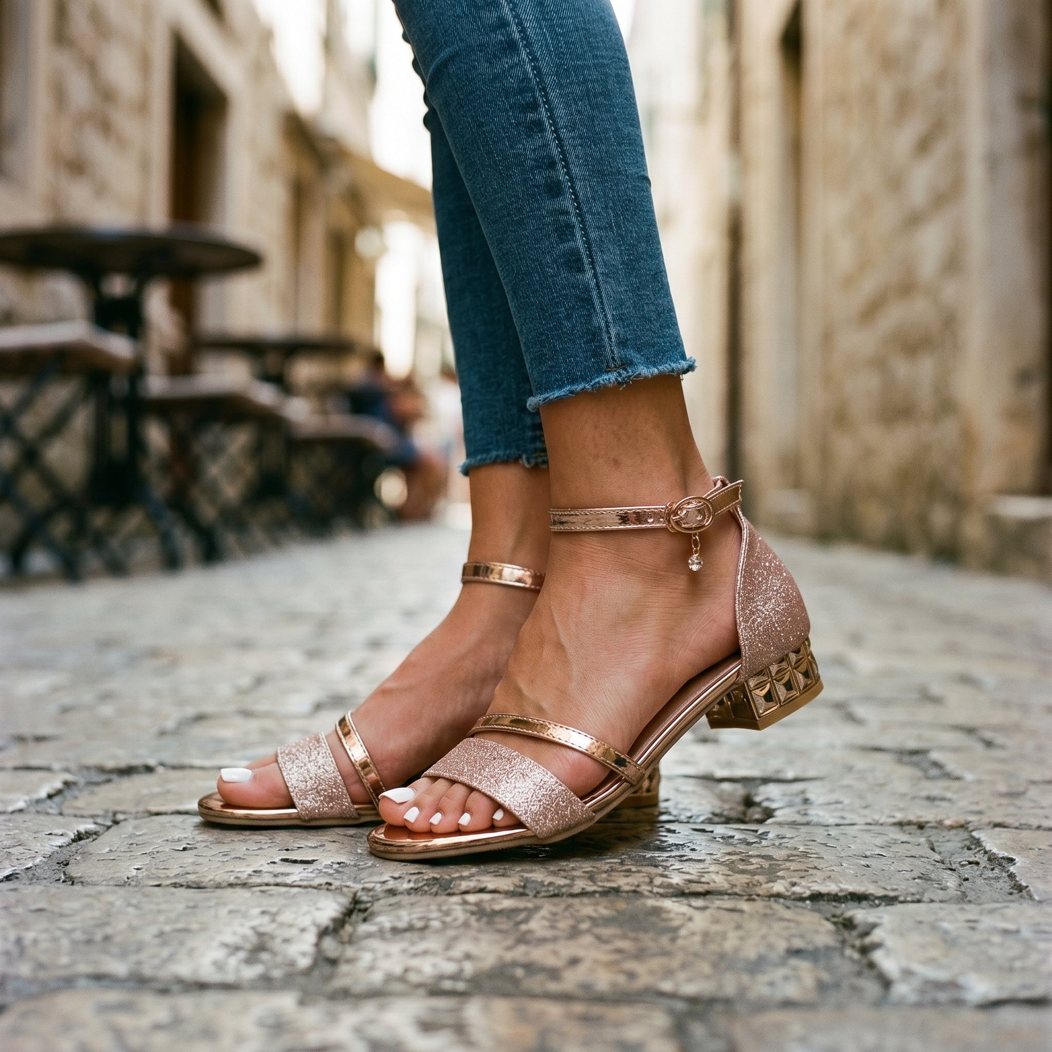 Avery | Women’s Sandals | Open Toe Ankle Strap Block Heel-Women Shoes-Eltrendio