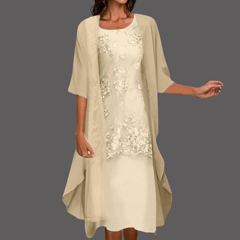 Beatrice | Women’s Dress Cardigan Set | Lace Overlay Occasion-Women Outfit Set-Eltrendio