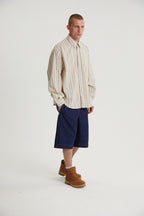 Beckett | Unisex Oversized Shirt | Striped Cotton Korean Y2K Style-Eltrendio