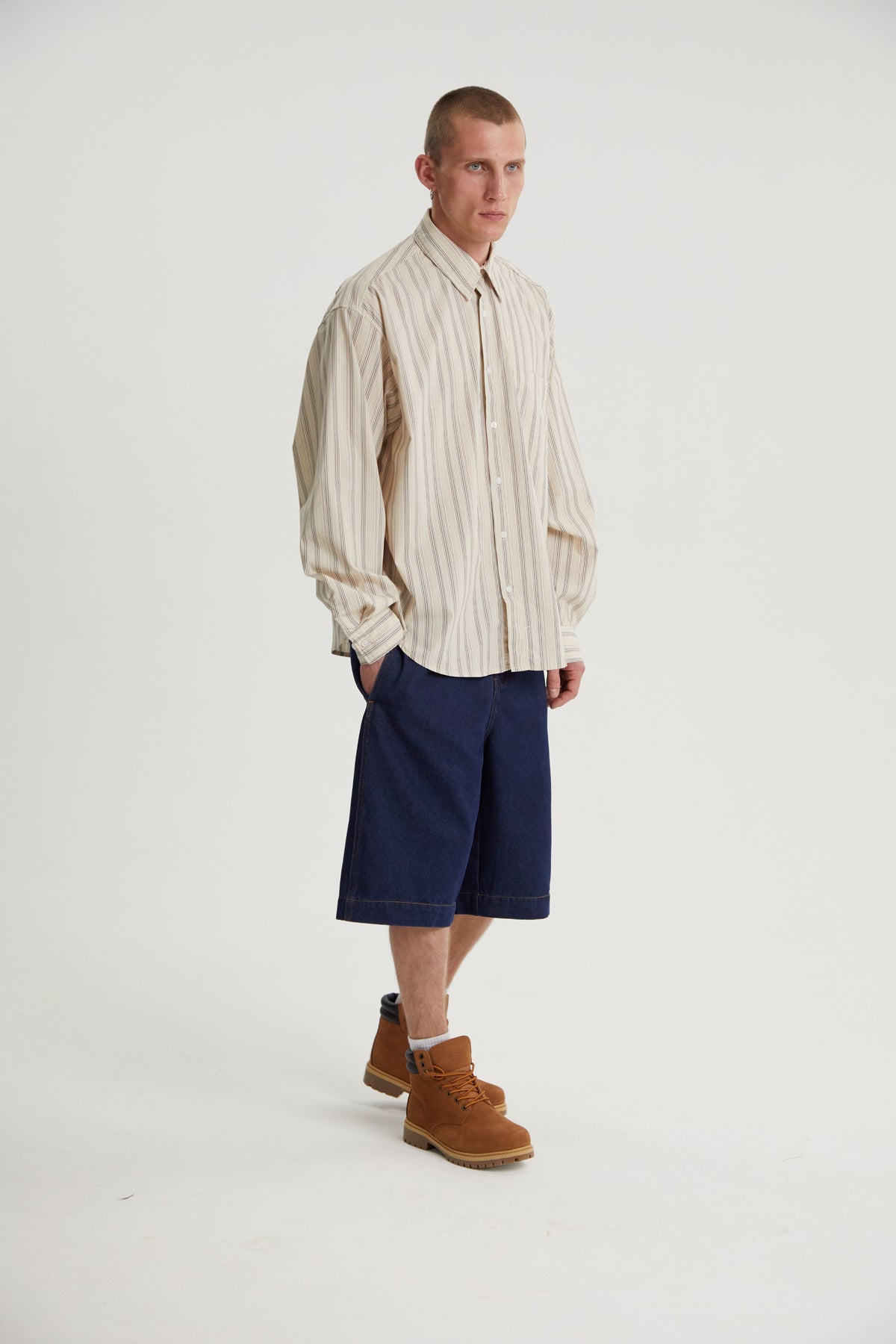Beckett | Unisex Oversized Shirt | Striped Cotton Korean Y2K Style-Eltrendio