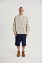 Beckett | Unisex Oversized Shirt | Striped Cotton Korean Y2K Style-Eltrendio