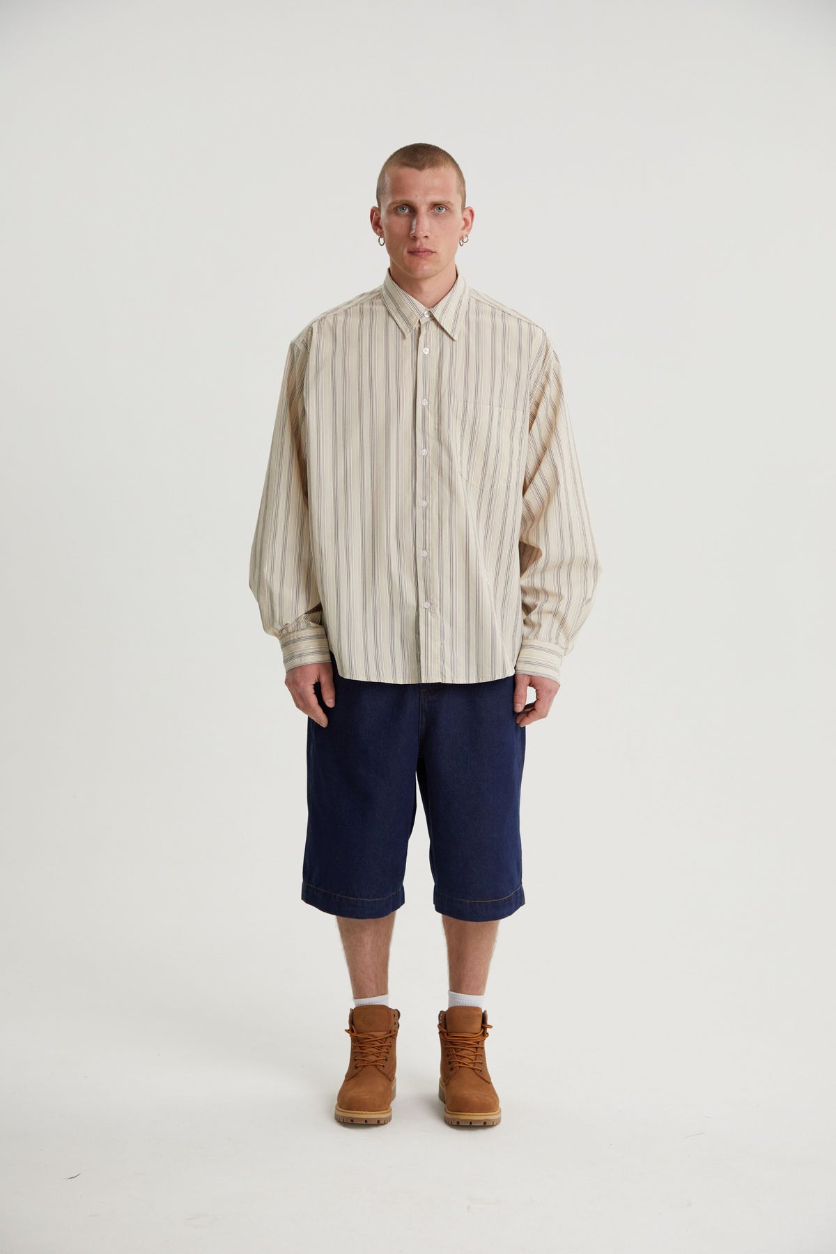 Beckett | Unisex Oversized Shirt | Striped Cotton Korean Y2K Style-Eltrendio