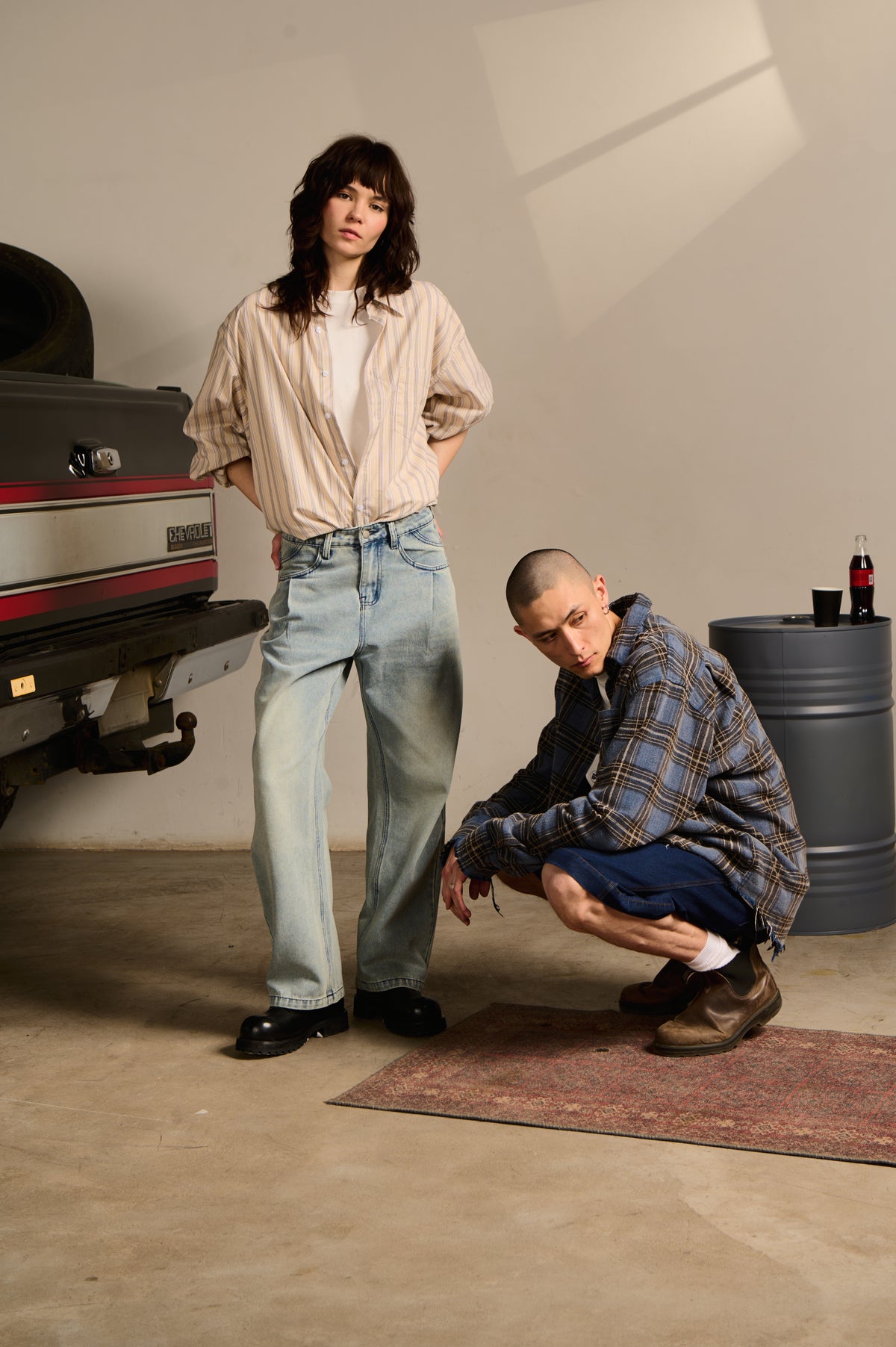 Beckett | Unisex Oversized Shirt | Striped Cotton Korean Y2K Style-Eltrendio