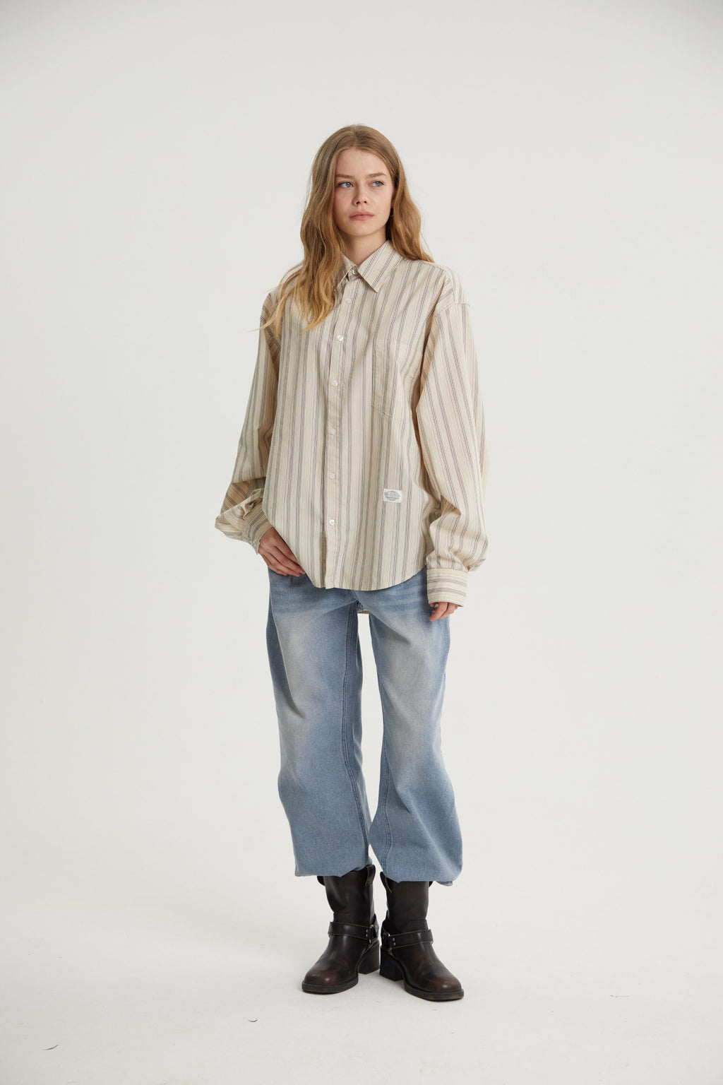 Beckett | Unisex Oversized Shirt | Striped Cotton Korean Y2K Style-Eltrendio