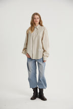 Beckett | Unisex Oversized Shirt | Striped Cotton Korean Y2K Style-Eltrendio