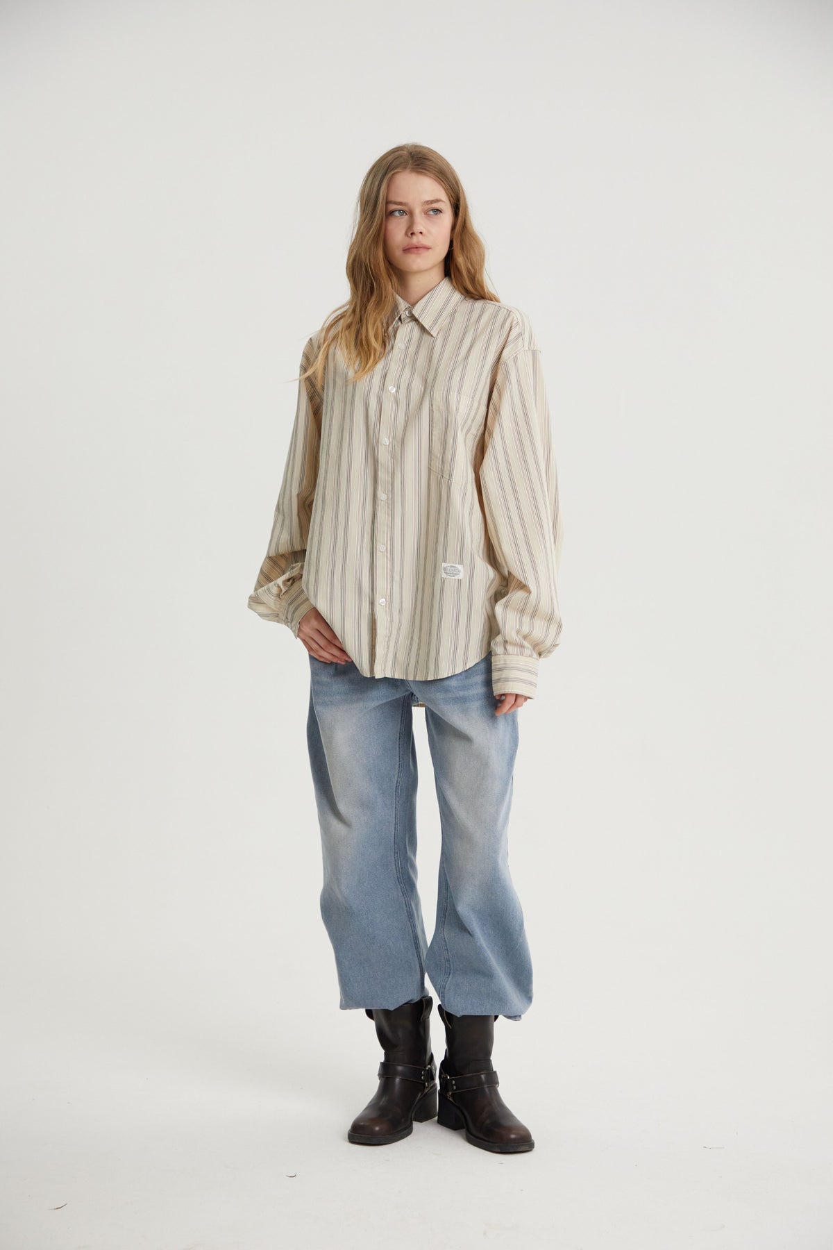 Beckett | Unisex Oversized Shirt | Striped Cotton Korean Y2K Style-Eltrendio